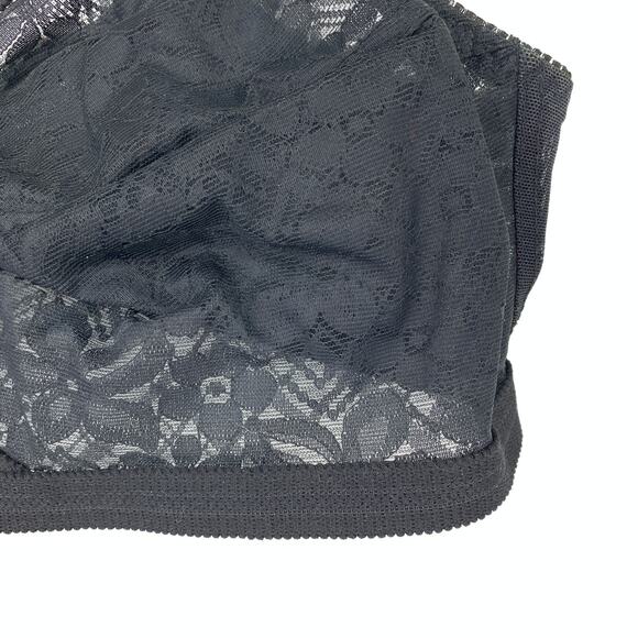 Vintage Underwire Bra Womens 38C Black Lace Sheer Nylon Lingerie Unbranded - Picture 6 of 7
